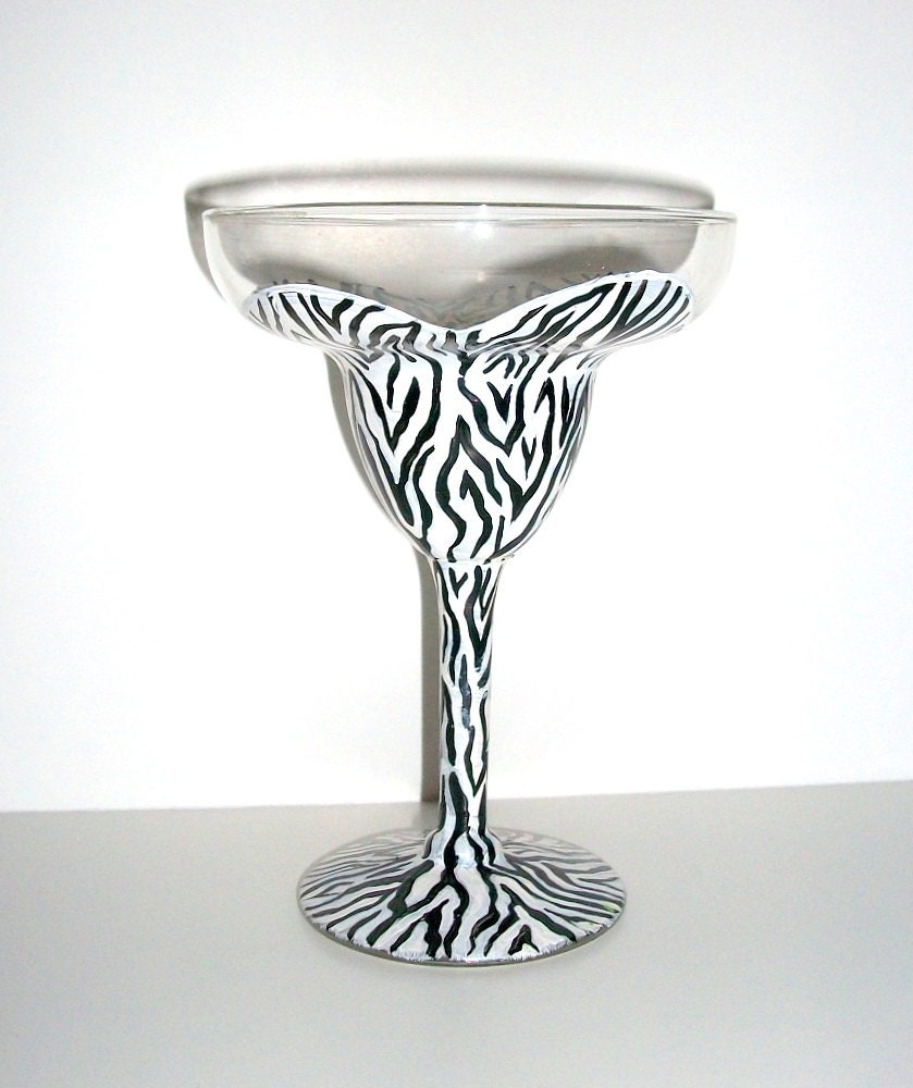 Bridesmaids Gift Margarita Glasses Zebra by SharonsCustomArtwork