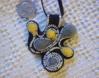 Abstract Felted Wool Zipper Pendant