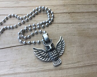 Men's Owl Necklace- Men's Necklace with Owl Charm on Chain of your choice