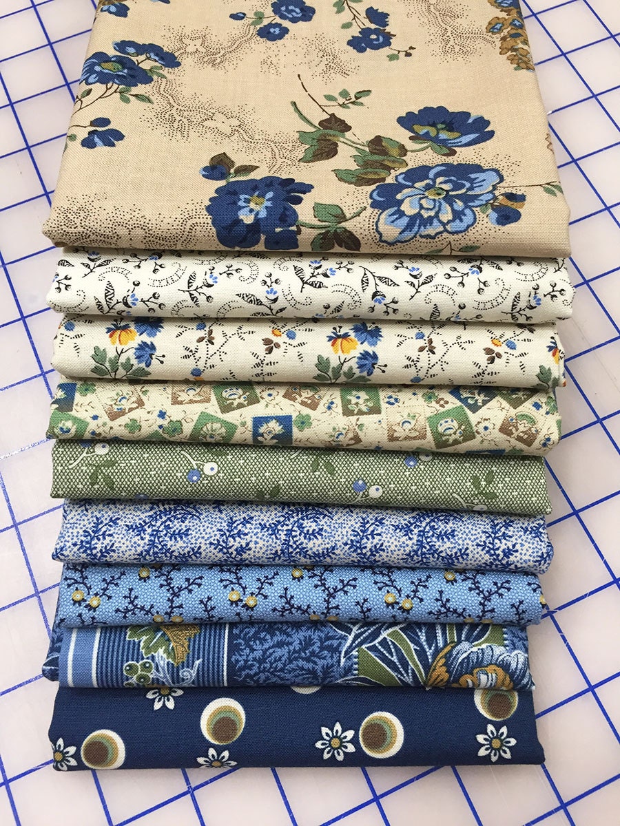 BESSIE'S BLUES 9 Civil War Reproduction Quilt Fabric Fat