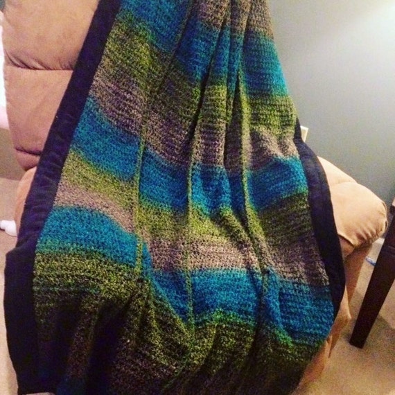 Crochet blanket with fleece backing by SimplySimonne on Etsy