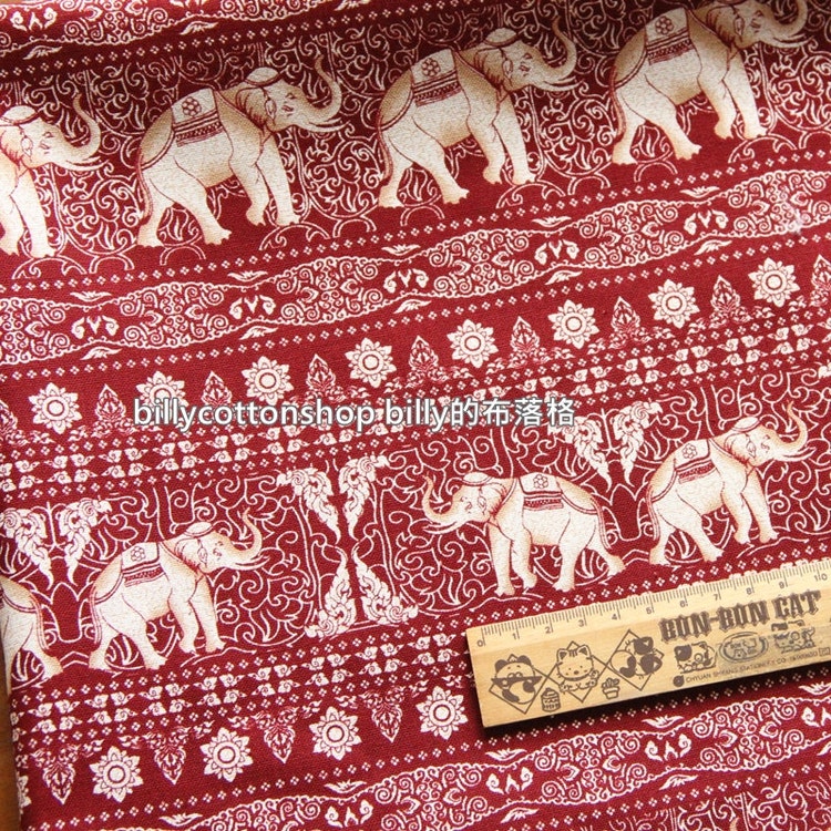 w876_55 elephants fabrics Cotton linen by