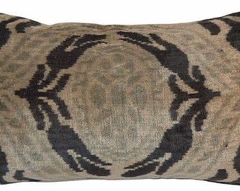 ikat tribal vintage silk velvet pillow with down insert