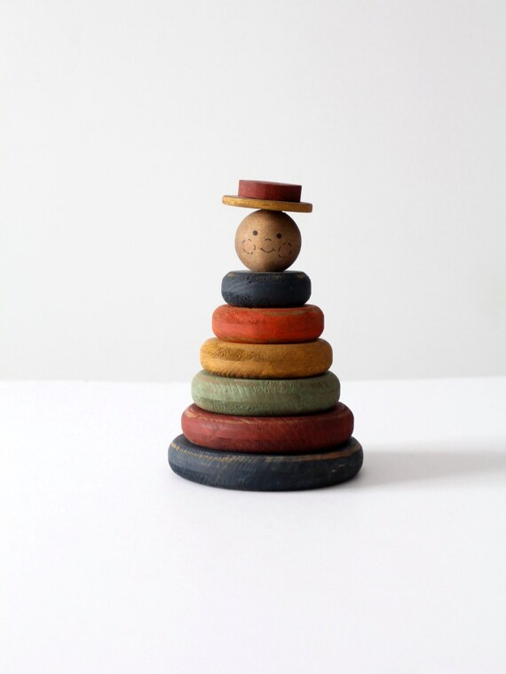 Americana wood stacking toy vintage stacking rings toy