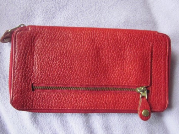 vintage red leather anne klein wallet zipper wallet by diddle47