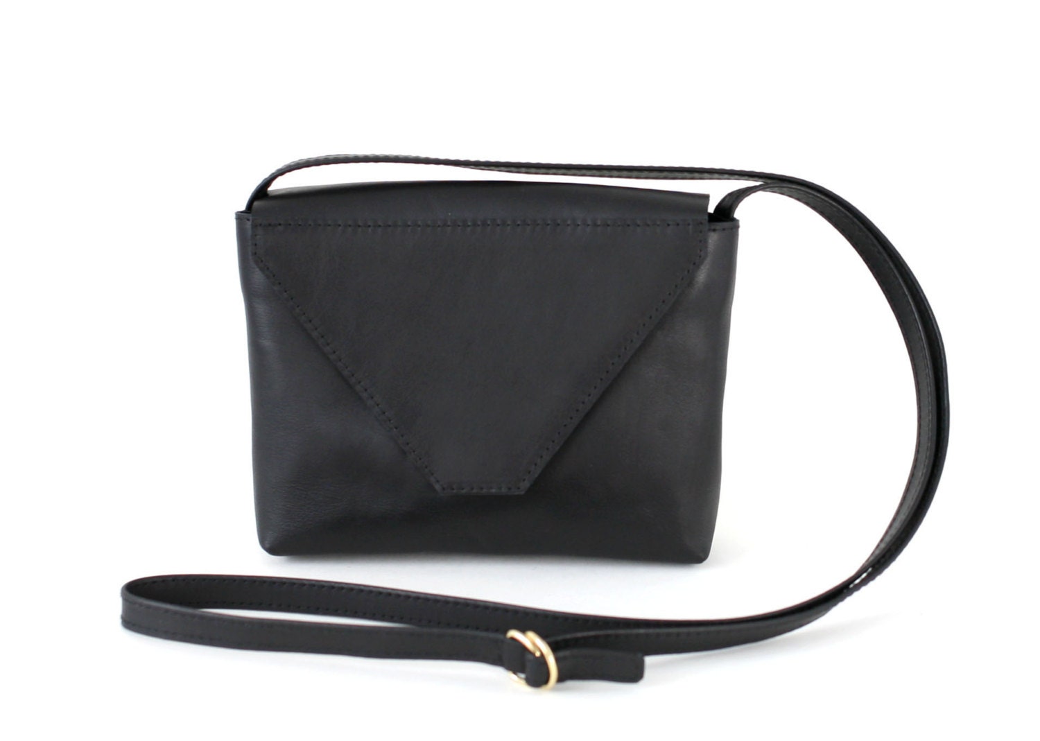 Minimalistic Crossbody Bag Black Leather small satchel bag