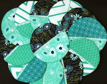 Blue & Green Glass Slippers (Coasters) for your Stemware (set of 12)