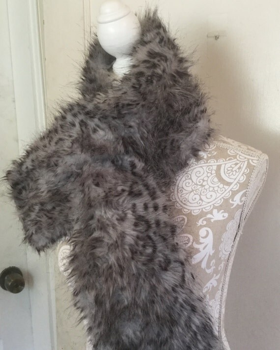 Shades of Gray Faux Fur Scarf by tinselandtonic on Etsy