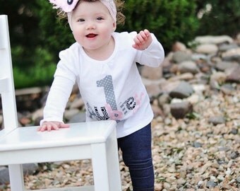 Girl, toddler, baby personalized birthday number / initial and name applique SHIRT, soft pink, gray sizes NB - 16 fun birthday shirt