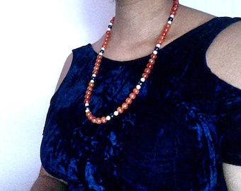 Carnelian, Amethyst, and Pearl Necklace