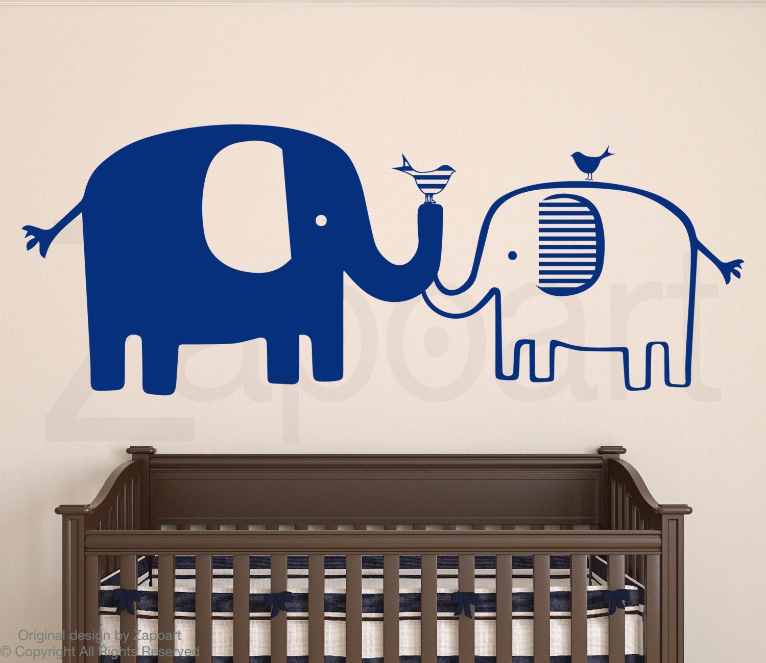 Elephant Family Wall Decal Cute Baby Nursery Elephants Decal