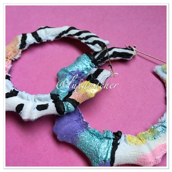 Bamboo Earrings Hoop Bamboo Earrings Tribal Earrings 90s