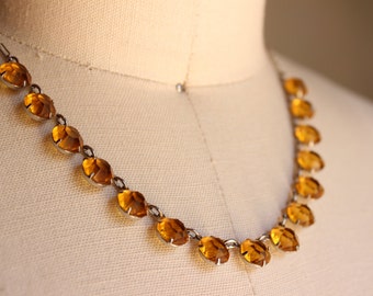 Vintage Golden Hours Czech Glass Necklace
