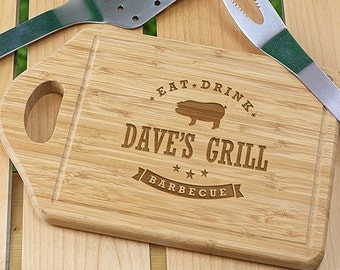 Personalized Eat, Drink, Barbecue Cutting Board, for the grill, BBQ, dad, him, barbecue, cutting board, wood, engraved, gift -gfyL1036330