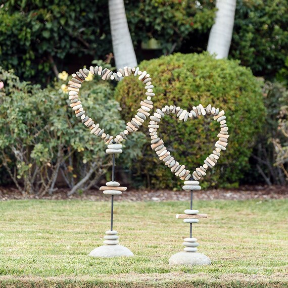 Items similar to Driftwood & Beach Pebble River Stone Heart Shape