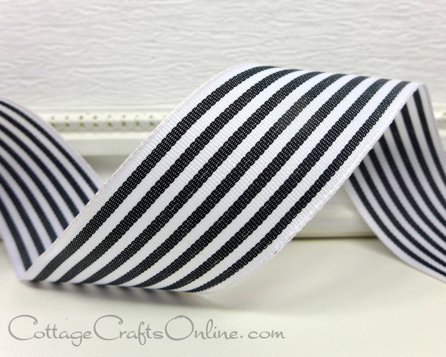 wired ribbon 1 1 2 wide black and ivory stripe three wired ribbon 1 1 2 wide black and ivory stripe three