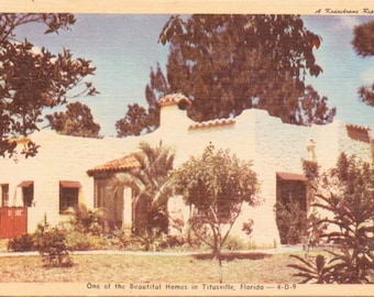 Titusville, Florida, Homes - Linen Postcard - Unused (W)