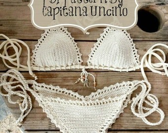 PDF, Crochet PATTERN for Capheira Crochet Bikini Top and Brazilian Bottom, With Crochet Charts, Cheeky, scrunch butt, XS-L