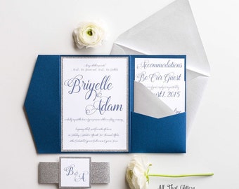 Navy Blue Wedding Invitations Kits 4