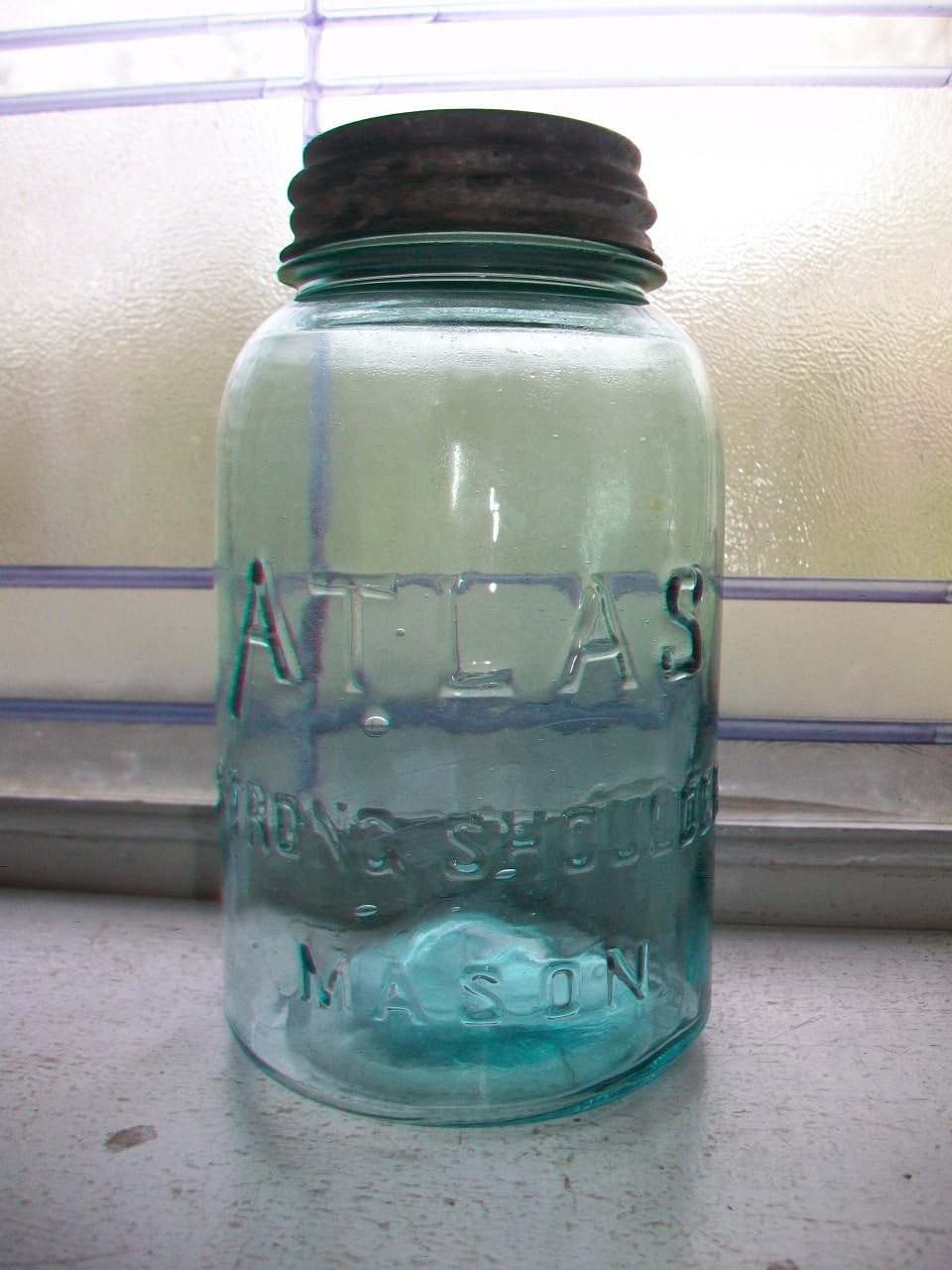 Blue Atlas Strong Shoulder Mason Jar Quart Vintage Canning Jar with