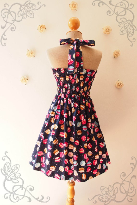 Cute Macaron Dress Tea Dress Navy Dress Summer Sundress