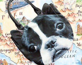 Boston Terrier, dog purse, dog lover bag, dog tote bag, dog portrait bag, doggie bag, shoulder bag, D049