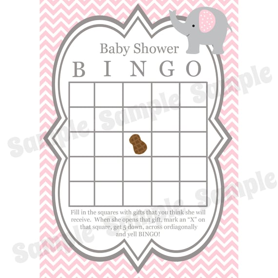 Elephant Baby Shower Bingo Free Printable