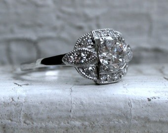 Fantastic Vintage Platinum Diamond Engagement Ring - 1.22ct.