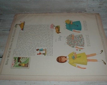 1966 McCalls Magazine Betsy McCall Paper Doll & Dresses *Betsy McCall Writes From Kentucky*