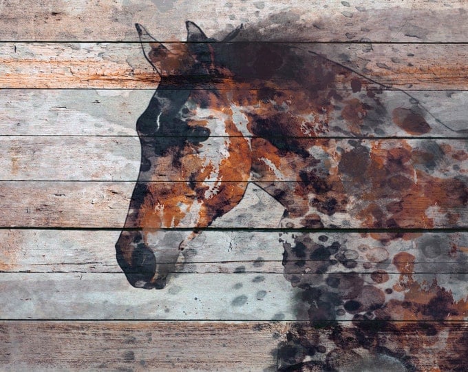 Fire Horse. Extra Large Horse, Unique Horse Wall Decor, Brown Rustic Horse, Large Contemporary Canvas Art Print up to 72" by Irena Orlov