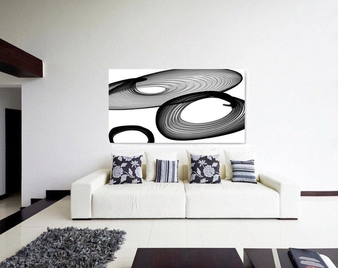 Abstract Black and White 21-03-02. Contemporary Unique Abstract Wall Decor, Large Contemporary Canvas Art Print up to 72" by Irena Orlov