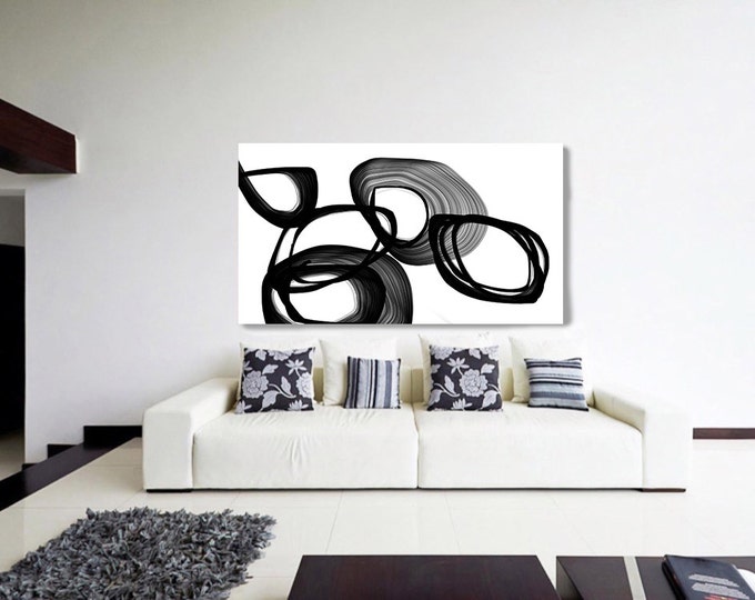 Abstract Expressionism in Black And White 2. Unique Abstract Wall Decor, Large Contemporary Canvas Art Print up to 72" by Irena Orlov