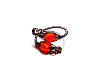 Herringbone Wire Wrap Rings Crystal Herringbone Rings Gemstone Herringbone Rings 925 Silver Rings Copper Rings Black Craft Wire Rings