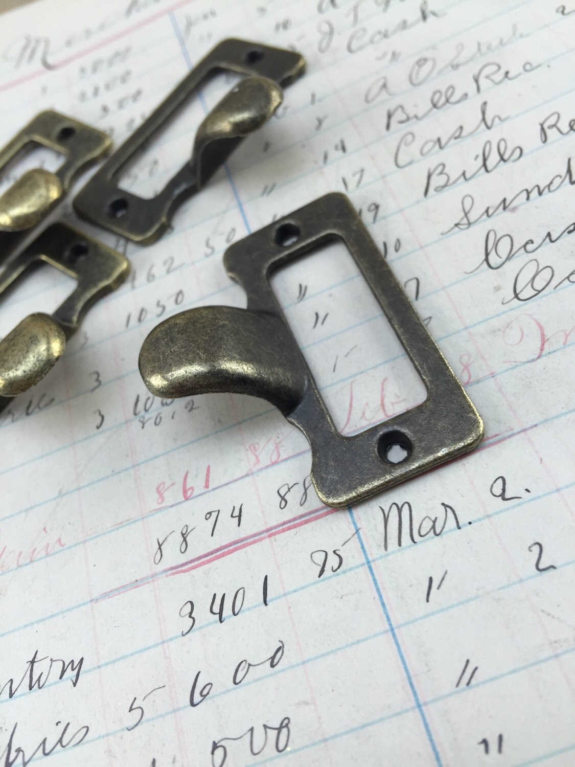 Vintage look brass label holders for drawers heavy antique