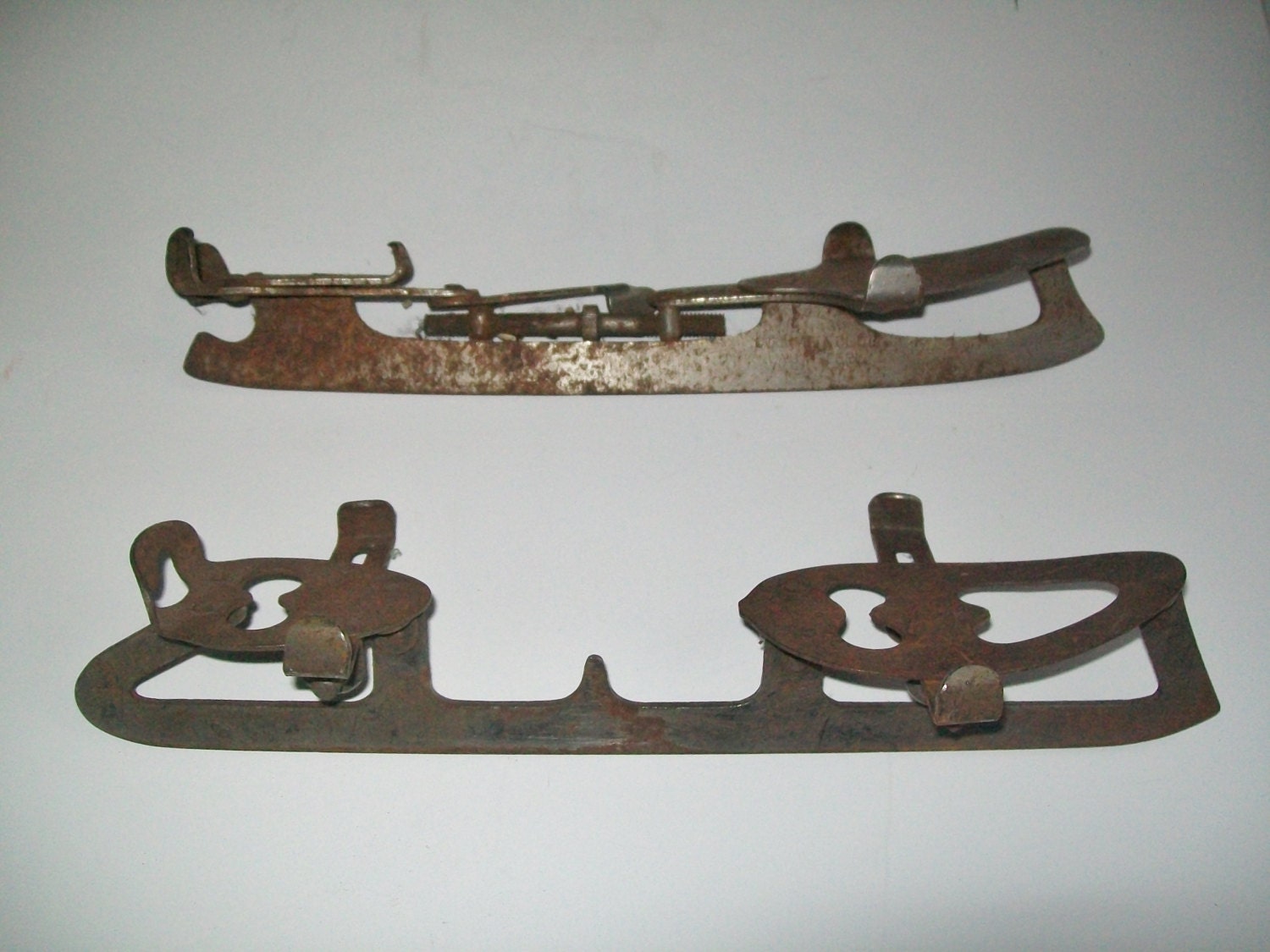Vintage Metal Ice Skates Primitive Skate Runners Cast Steel