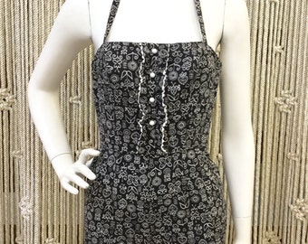 1950s Lanz Original black novelty print playsuit