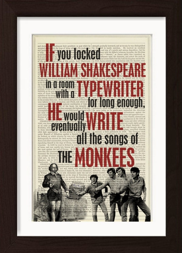 Fun Twist On Shakespeare Monkey Theorem Print On Vintage