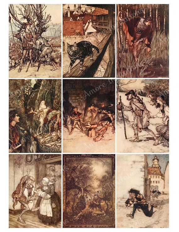 Printable Brothers Grimm Fairy Tales Digital Collage Sheet