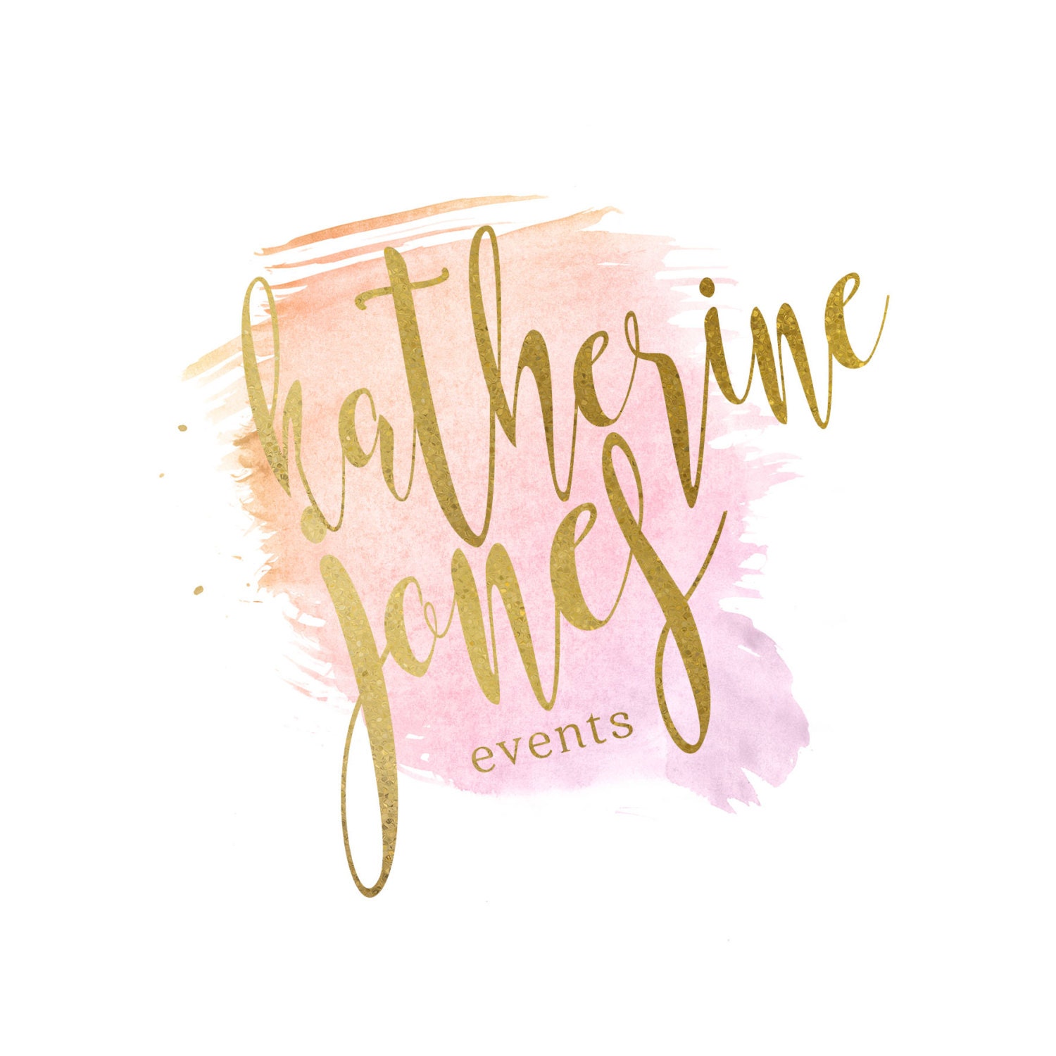 Pink Pastel Watercolor Gold Foil Logo Premade Logo Design