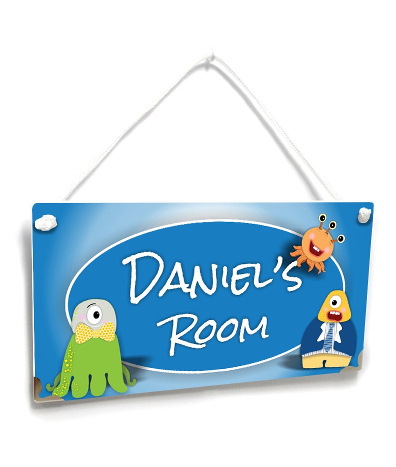 personalized kids door signs funny little monsters bedroom