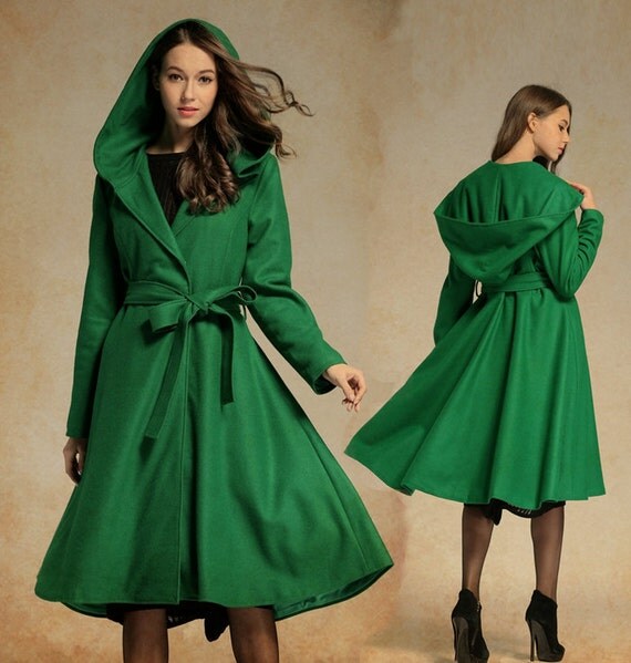 2019 longline hooded flare coat with tie belt 2019 longline hooded flare coat with tie belt