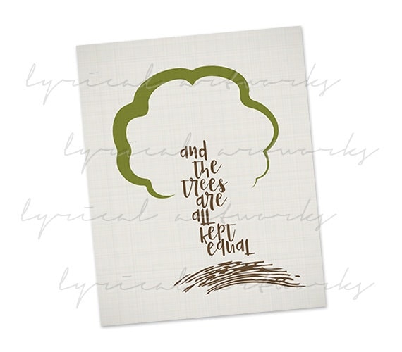 The Trees / Rush inspired song lyrics art print by LyricalArtworks