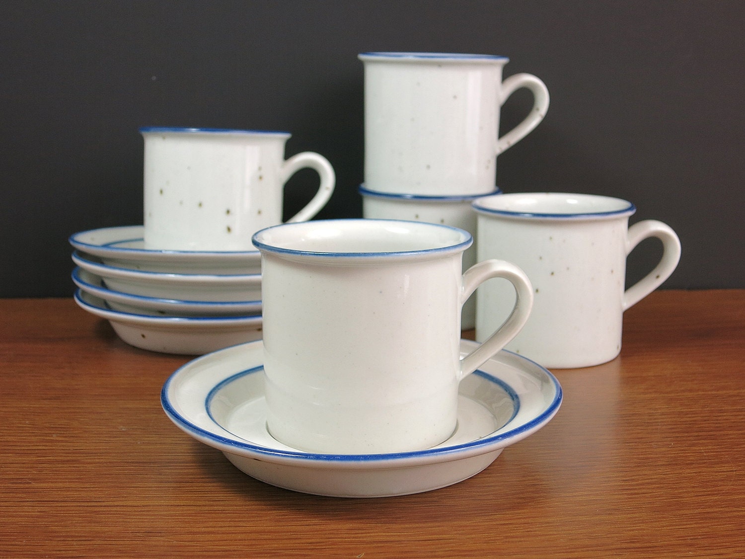 Dansk Blue Mist Cups and Saucers Dansk Designs Ceramic Tea