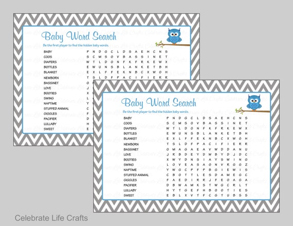 baby word search baby shower game with answer key printable