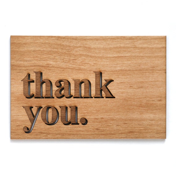 Thank You Serif Wood Card by Cardtorial on Etsy