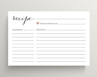 Bridal Shower Recipe Cards // Pink Love Heart (PP47)
