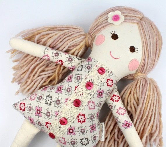 doll with yarn hair handmade rag doll camille cloth doll