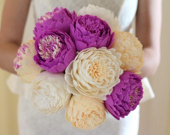 paper flowers, paper flower, ivory paper flowers, peonies, large paper flowers, paper flower bouquet, handmade paper flowers, paper peonies