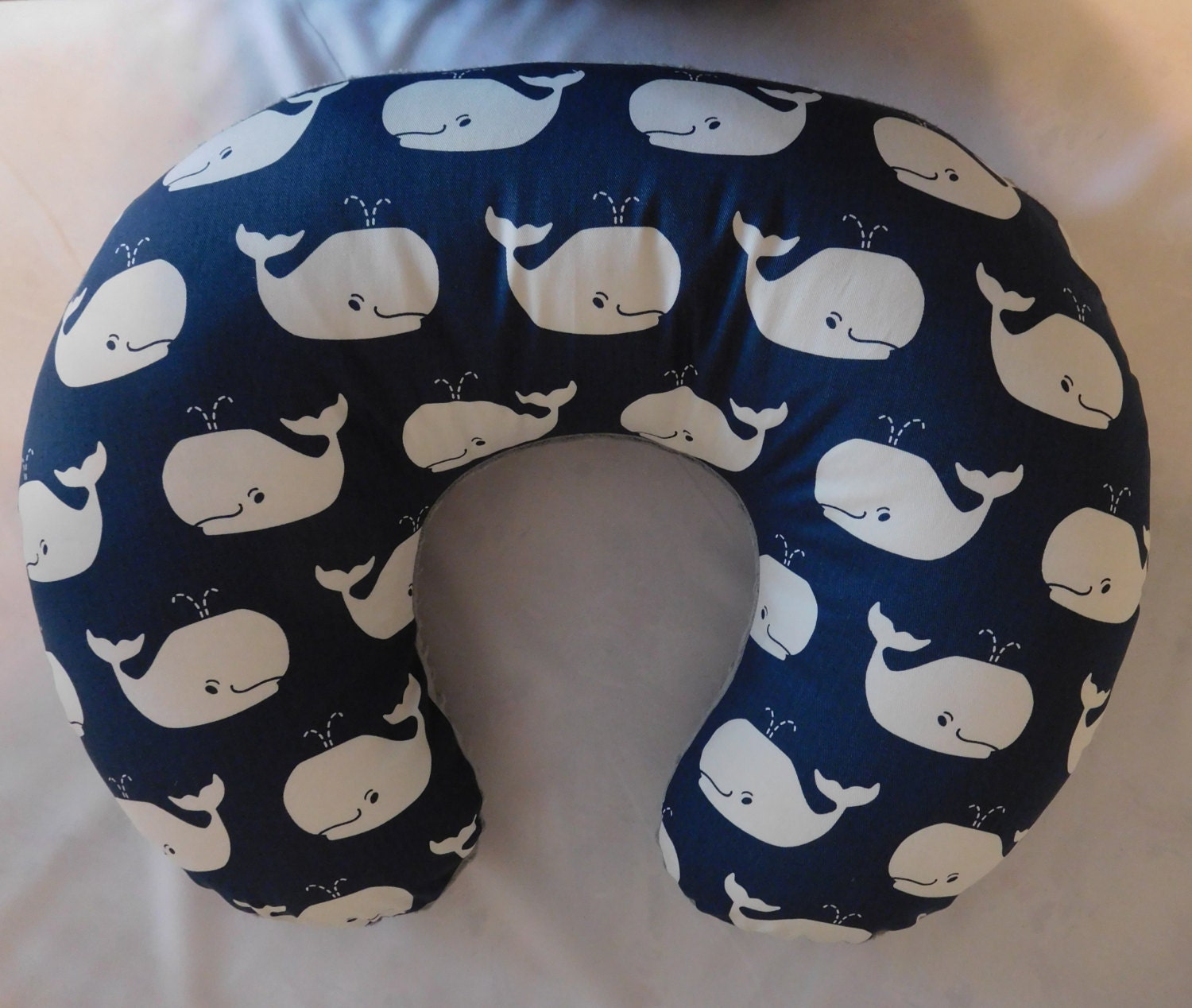 Nursing Pillow Slipcover Whale Tales Navy Minky