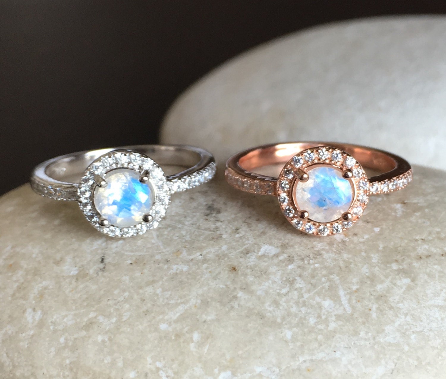Rainbow Moonstone Engagement Ring Moonstone Promise Ring